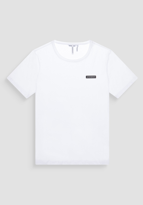 REGULAR FIT T-SHIRT IN COTTON FABRIC WITH RUBBER LOGO PATCH - Antony Morato Online Shop
