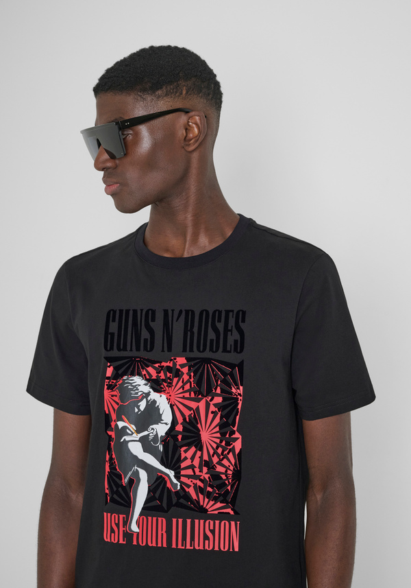 T-SHIRT REGULAR FIT IN JERSEY DI COTONE E STAMPA GUNS N' ROSES - Antony Morato Online Shop