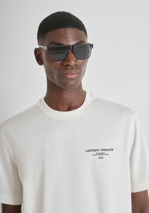 RELAXED FIT T-SHIRT IN COTTON WITH CONTRAST LOGO ON BACK - Antony Morato Online Shop