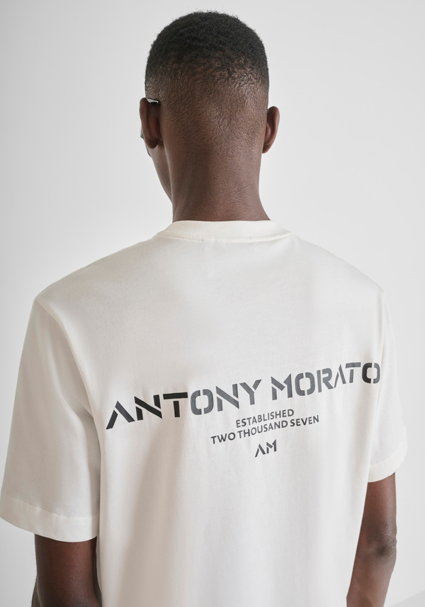 RELAXED FIT T-SHIRT IN COTTON WITH CONTRAST LOGO ON BACK - Antony Morato Online Shop