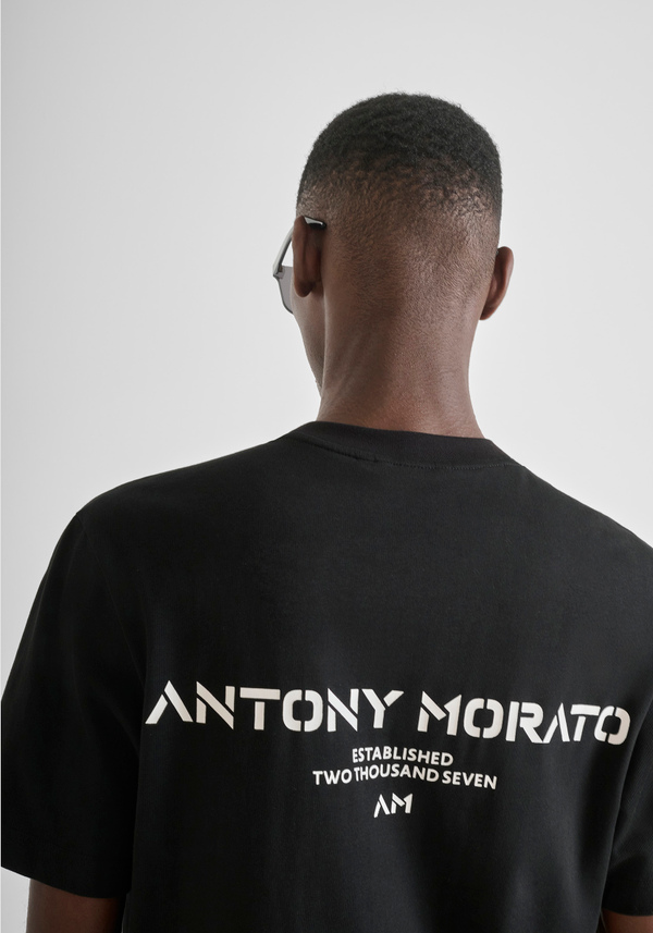RELAXED FIT T-SHIRT IN COTTON WITH CONTRAST LOGO ON BACK - Antony Morato Online Shop