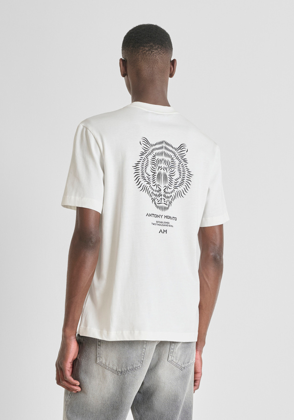RELAXED FIT T-SHIRT IN COTTON WITH CONTRAST TIGER PRINT ON BACK - Antony Morato Online Shop