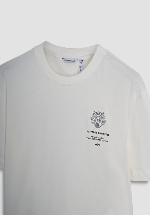 RELAXED FIT T-SHIRT IN COTTON WITH CONTRAST TIGER PRINT ON BACK - Antony Morato Online Shop