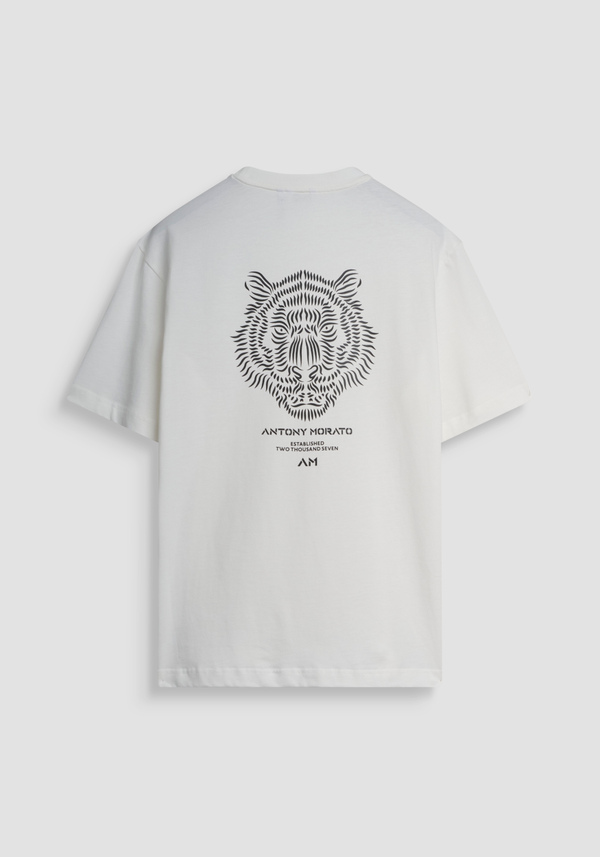 RELAXED FIT T-SHIRT IN COTTON WITH CONTRAST TIGER PRINT ON BACK - Antony Morato Online Shop