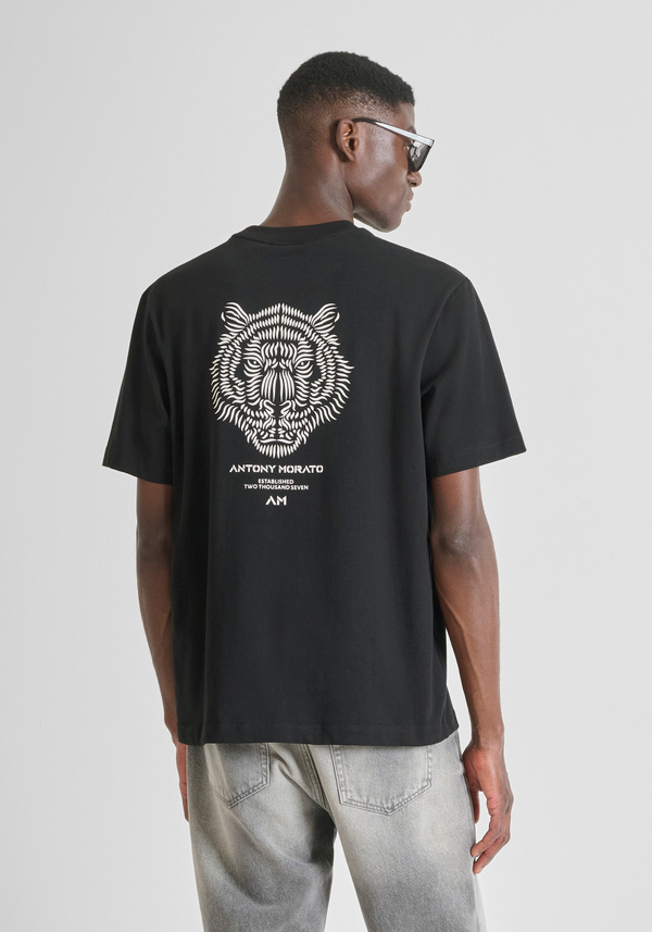 RELAXED FIT T-SHIRT IN COTTON WITH CONTRAST TIGER PRINT ON BACK - Antony Morato Online Shop