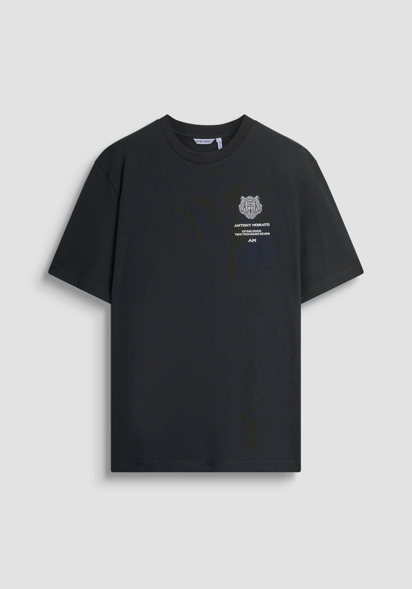 T-SHIRT RELAXED FIT IN COTONE CON STAMPA TIGRE A CONTRASTO SUL RETRO - Antony Morato Online Shop