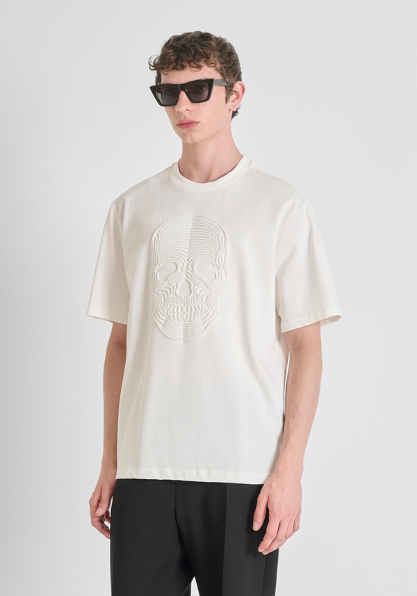 RELAXED FIT COTTON T-SHIRT WITH SOFT SKULL PRINT - Antony Morato Online Shop