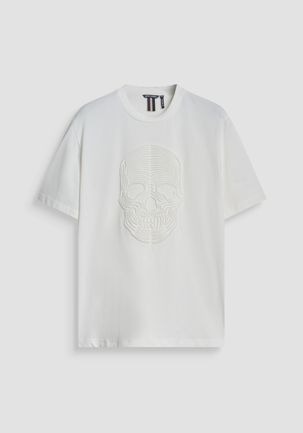 RELAXED FIT COTTON T-SHIRT WITH SOFT SKULL PRINT - Antony Morato Online Shop