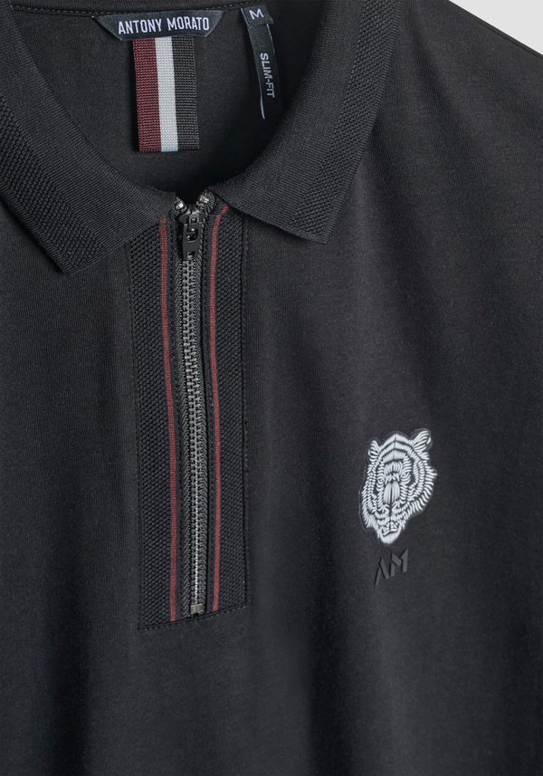 T-SHIRT SLIM FIT AUS BAUMWOLL-JERSEY MIT KLEINEM TIGER-LOGO - Antony Morato Online Shop