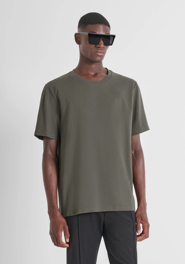 RELAXED FIT COTTON BLEND T-SHIRT WITH EMBROIDERED LOGO - Antony Morato Online Shop