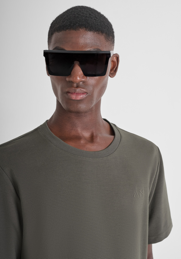 RELAXED FIT COTTON BLEND T-SHIRT WITH EMBROIDERED LOGO - Antony Morato Online Shop
