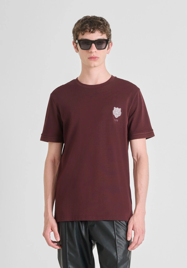T-SHIRT SLIM FIT COTTON JERSEY WITH SMALL TIGER LOGO - Antony Morato Online Shop