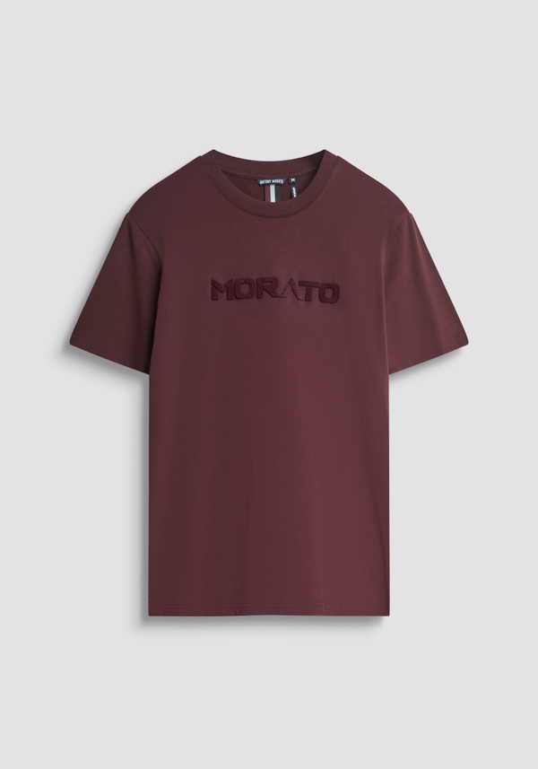 REGULAR FIT COTTON JERSEY T-SHIRT WITH SPONGE LOGO - Antony Morato Online Shop