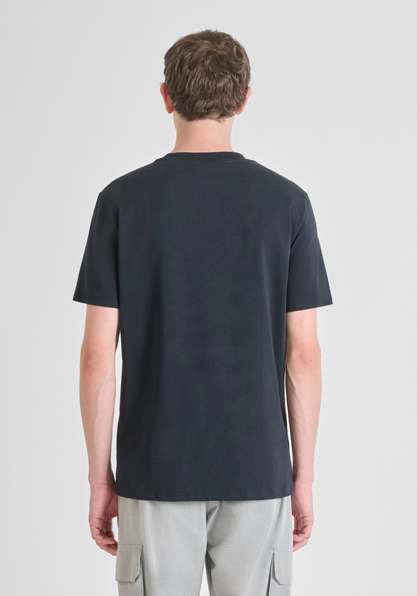 REGULAR FIT T-SHIRT IN COTTON JERSEY WITH SPONGE EFFECT LOGO - Antony Morato Online Shop