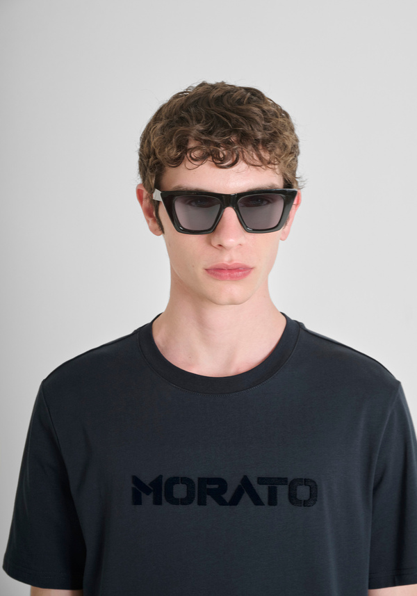REGULAR FIT T-SHIRT IN COTTON JERSEY WITH SPONGE EFFECT LOGO - Antony Morato Online Shop