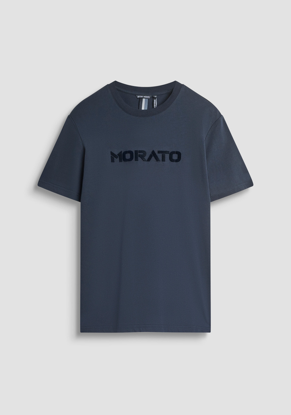 REGULAR FIT T-SHIRT IN COTTON JERSEY WITH SPONGE EFFECT LOGO - Antony Morato Online Shop