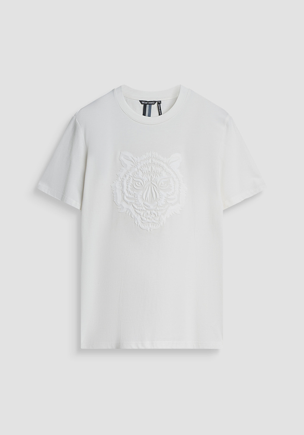 REGULAR FIT T-SHIRT IN COTTON JERSEY WITH RUBBERIZED TIGER PRINT - Antony Morato Online Shop