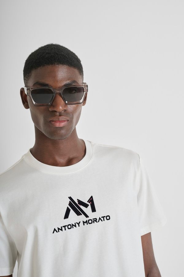 REGULAR FIT T-SHIRT IN COTTON JERSEY WITH LETTERING LOGO PRINT - Antony Morato Online Shop