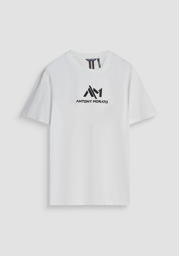 REGULAR FIT T-SHIRT IN COTTON JERSEY WITH LETTERING LOGO PRINT - Antony Morato Online Shop