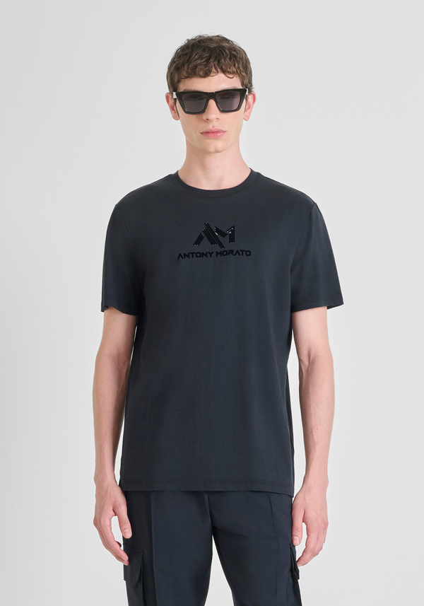 REGULAR FIT T-SHIRT IN COTTON JERSEY WITH LETTERING LOGO PRINT - Antony Morato Online Shop