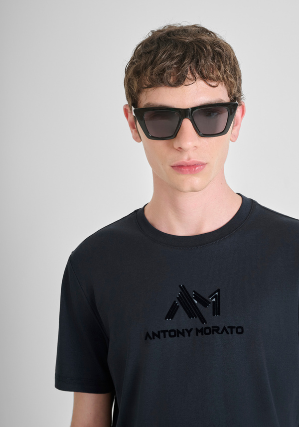 REGULAR FIT T-SHIRT IN COTTON JERSEY WITH LETTERING LOGO PRINT - Antony Morato Online Shop