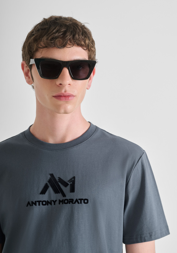 REGULAR FIT COTTON JERSEY T-SHIRT WITH LETTERING LOGO PRINT - Antony Morato Online Shop