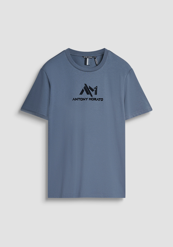 REGULAR FIT COTTON JERSEY T-SHIRT WITH LETTERING LOGO PRINT - Antony Morato Online Shop