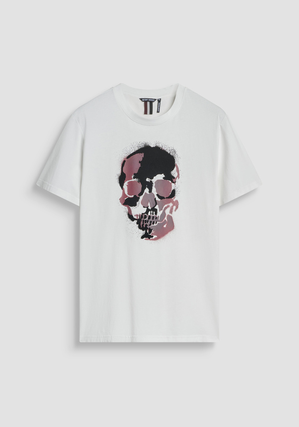 REGULAR FIT COTTON JERSEY T-SHIRT WITH SKULL PRINT - Antony Morato Online Shop