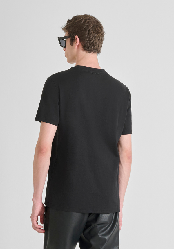 REGULAR FIT COTTON JERSEY T-SHIRT WITH SKULL PRINT - Antony Morato Online Shop