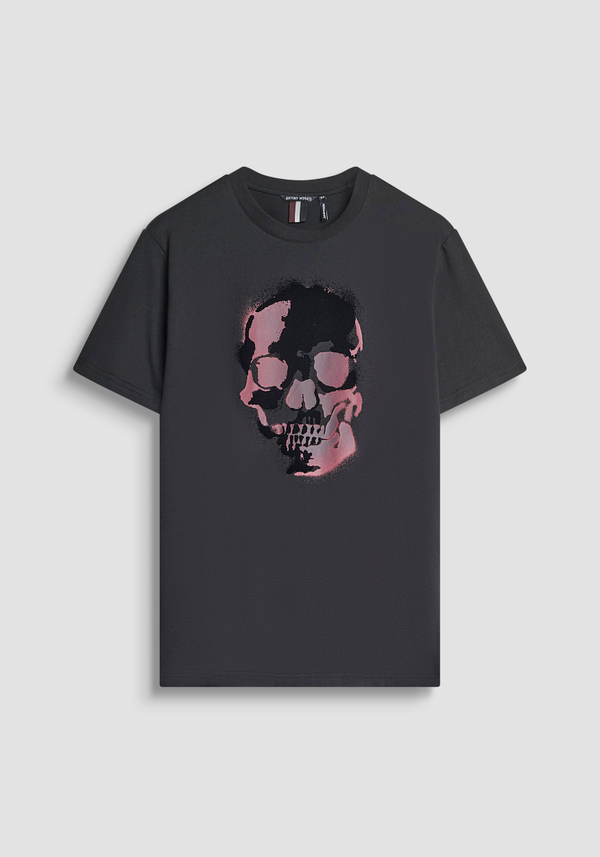 REGULAR FIT COTTON JERSEY T-SHIRT WITH SKULL PRINT - Antony Morato Online Shop