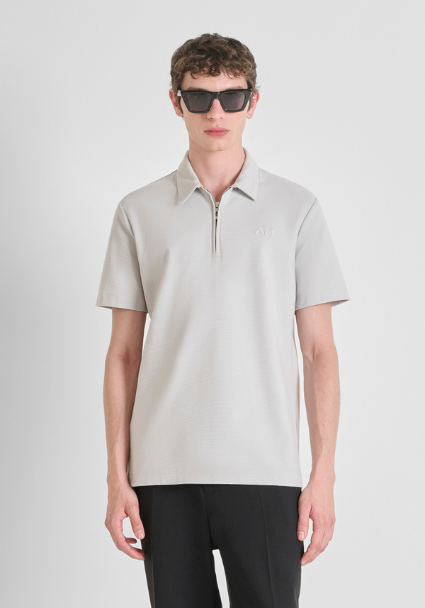 REGULAR FIT-POLOSHIRT AUS DOBBY-BAUMWOLLJERSEY MIT GESTICKTEM LOGO - Antony Morato Online Shop