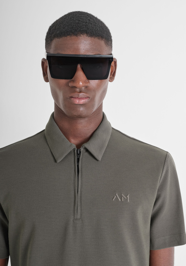 REGULAR FIT-POLOSHIRT AUS DOBBY-BAUMWOLLJERSEY MIT GESTICKTEM LOGO - Antony Morato Online Shop