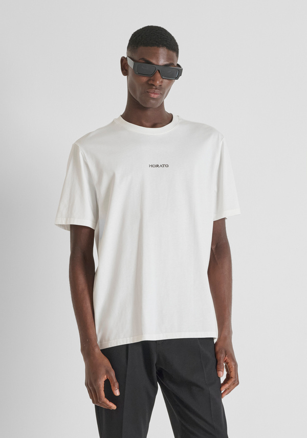 RELAXED FIT T-SHIRT IN COTTON JERSEY WITH SPONGE EFFECT LOGO PRINT - Antony Morato Online Shop