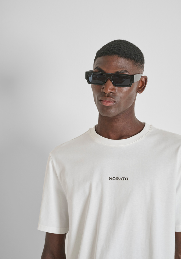 RELAXED FIT T-SHIRT IN COTTON JERSEY WITH SPONGE EFFECT LOGO PRINT - Antony Morato Online Shop