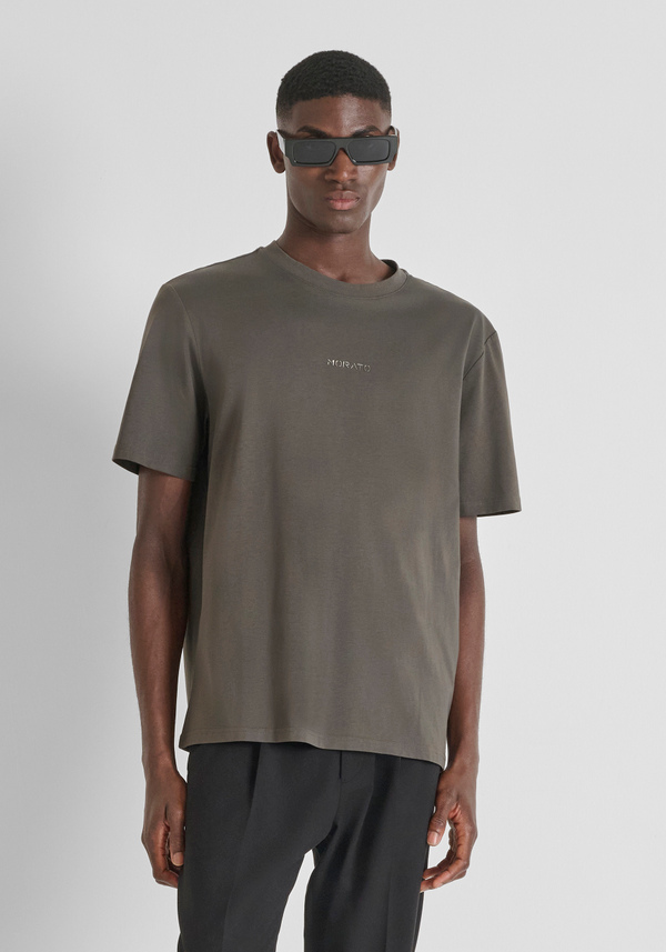 RELAXED FIT T-SHIRT IN COTTON JERSEY WITH SPONGE EFFECT LOGO PRINT - Antony Morato Online Shop