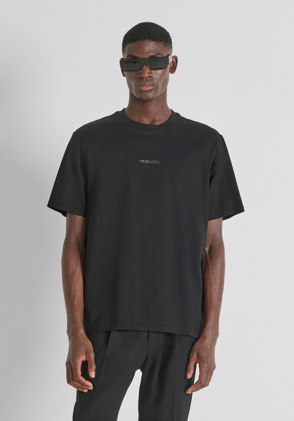 RELAXED FIT T-SHIRT IN COTTON JERSEY WITH SPONGE EFFECT LOGO PRINT - Antony Morato Online Shop