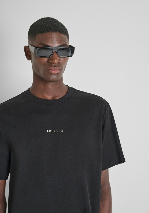 RELAXED FIT T-SHIRT IN COTTON JERSEY WITH SPONGE EFFECT LOGO PRINT - Antony Morato Online Shop
