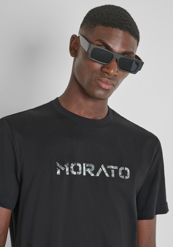 REGULAR FIT COTTON JERSEY T-SHIRT WITH TIGER PRINT - Antony Morato Online Shop