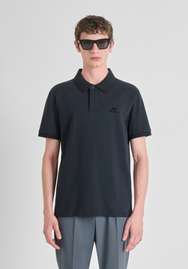 POLO REGULAR FIT EN JERSEY DE COTON AVEC LOGO CAOUTCHOUC - Antony Morato Online Shop
