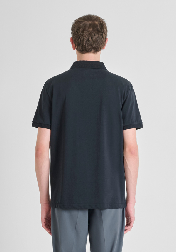 POLO REGULAR FIT EN JERSEY DE COTON AVEC LOGO CAOUTCHOUC - Antony Morato Online Shop