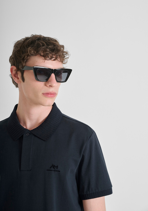 POLO REGULAR FIT EN JERSEY DE COTON AVEC LOGO CAOUTCHOUC - Antony Morato Online Shop