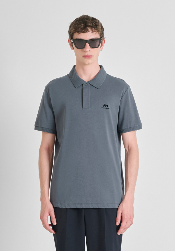 POLO REGULAR FIT EN JERSEY DE COTON AVEC LOGO CAOUTCHOUC - Antony Morato Online Shop
