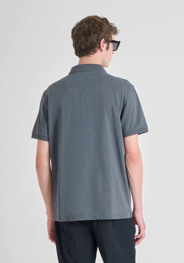 POLO REGULAR FIT EN JERSEY DE COTON AVEC LOGO CAOUTCHOUC - Antony Morato Online Shop