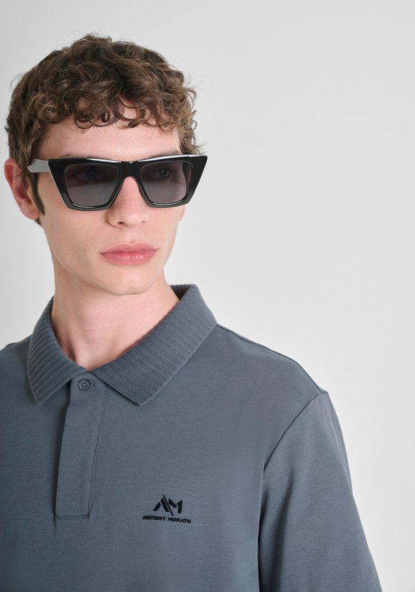 POLO REGULAR FIT EN JERSEY DE COTON AVEC LOGO CAOUTCHOUC - Antony Morato Online Shop