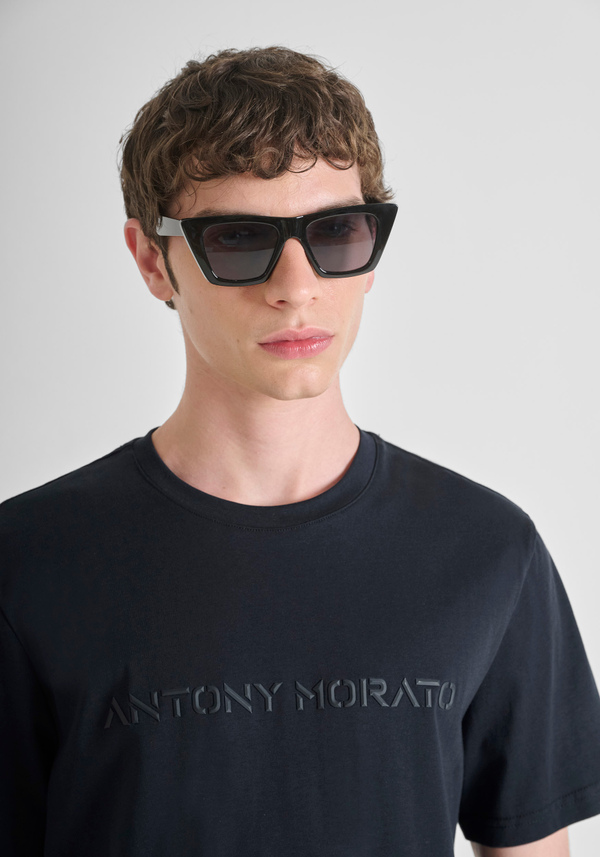 REGULAR FIT COTTON JERSEY T-SHIRT WITH DIAMOND PRINT - Antony Morato Online Shop