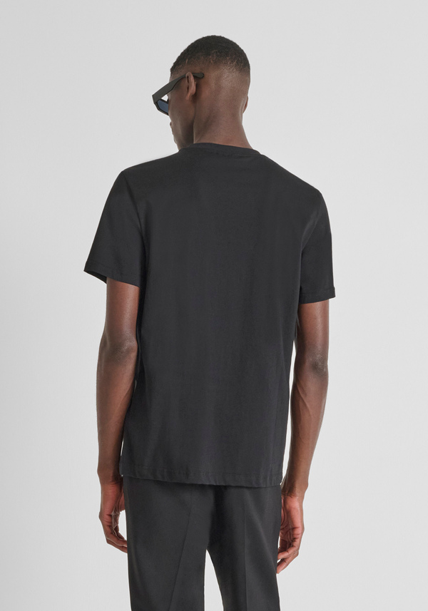 T-SHIRT REGULAR FIT EN JERSEY DE COTON AVEC IMPRIMÉ LOGO LAMINÉ - Antony Morato Online Shop