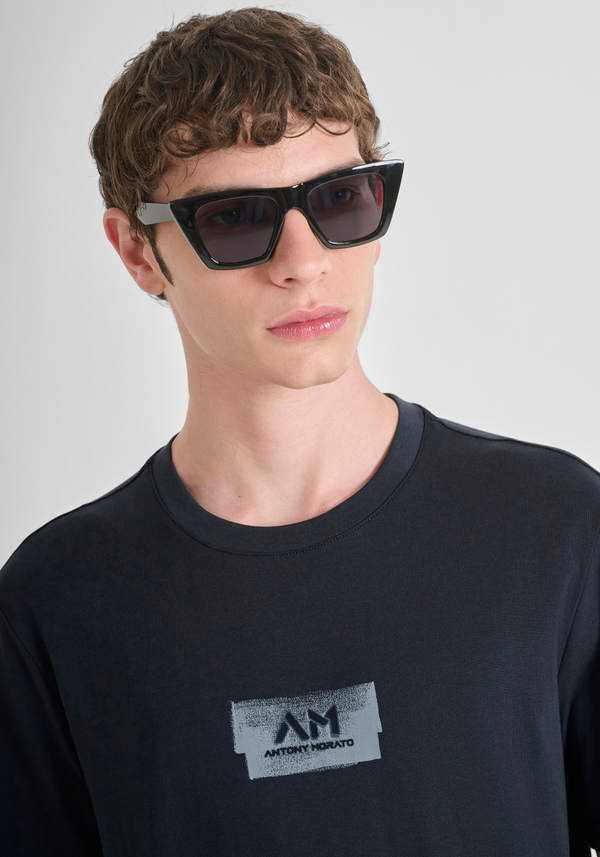 REGULAR FIT COTTON JERSEY T-SHIRT WITH LOGO PRINT - Antony Morato Online Shop