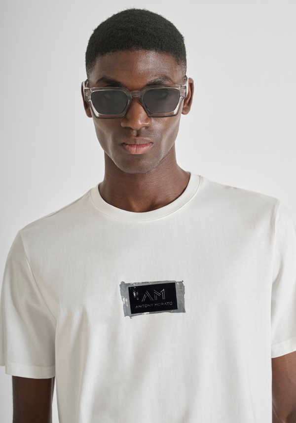 REGULAR FIT COTTON JERSEY T-SHIRT WITH LETTERING LOGO PRINT - Antony Morato Online Shop