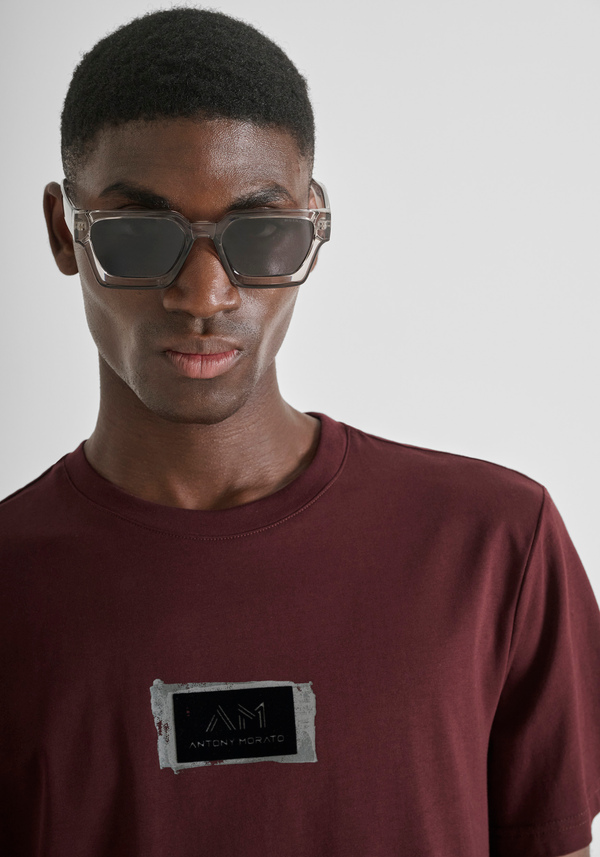 REGULAR FIT COTTON JERSEY T-SHIRT WITH LETTERING LOGO PRINT - Antony Morato Online Shop