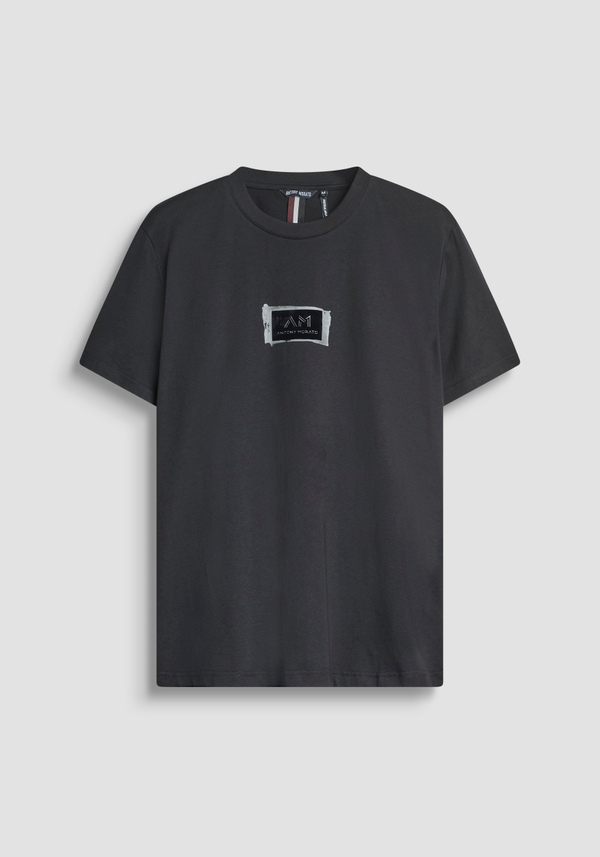 REGULAR FIT COTTON JERSEY T-SHIRT WITH LETTERING LOGO PRINT - Antony Morato Online Shop